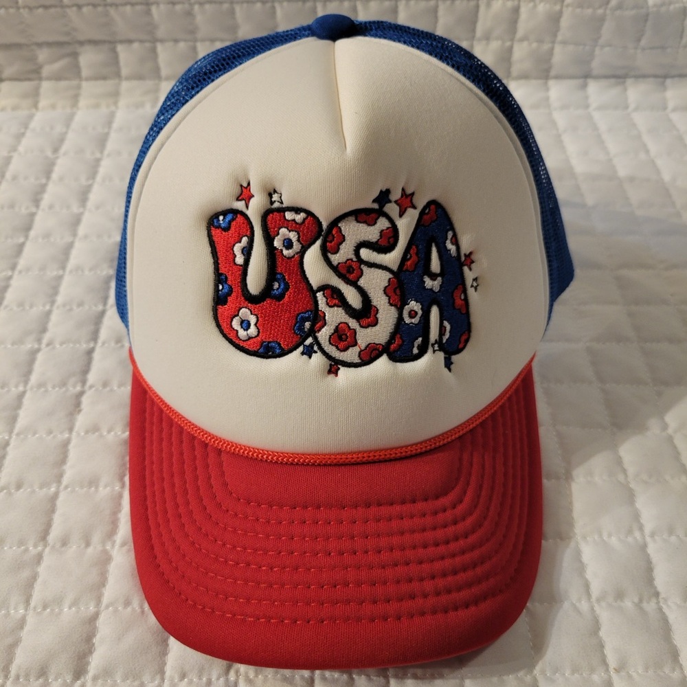 Decky USA Mesh Trucker Hat Red White Blue Patriotic Festive July 4th Merica Cute